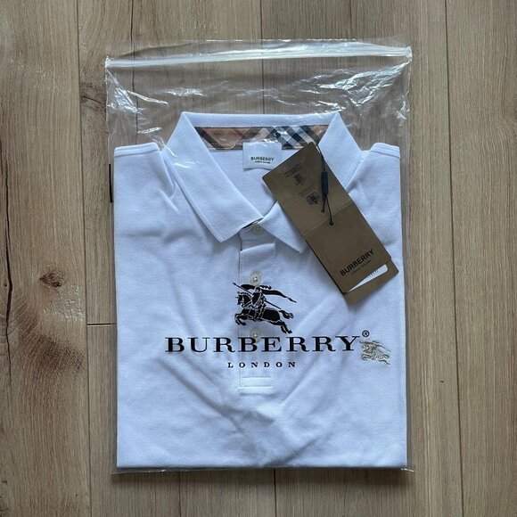 burberry men's white color polo t-shirt xlarge - Picture 6 of 6